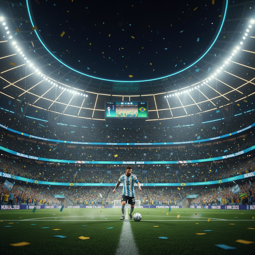 Jogadores em ação no gramado da Copa do Mundo 2026 em momento de ataque